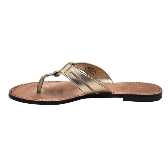 Lilly Pulitzer Thong Flat Sandals Gold Metallic Leather Flip Flops Women's 6.5M - Picture 3 of 9